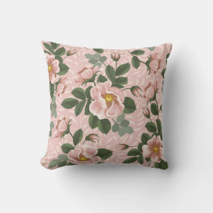 Vintage Wild Roses: Floral Background Cushion