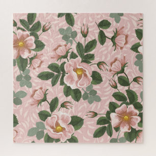Vintage Wild Roses: Floral Background Jigsaw Puzzle