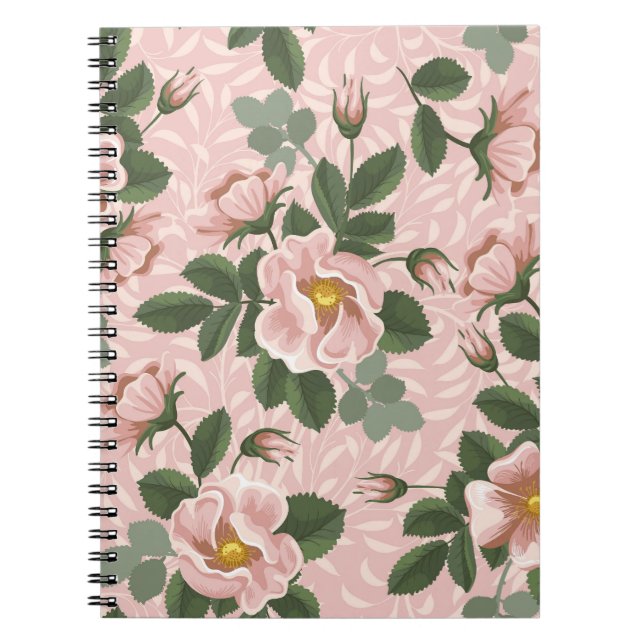 Vintage Wild Roses: Floral Background Notebook (Front)