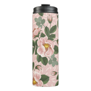 Vintage Wild Roses: Floral Background Thermal Tumbler