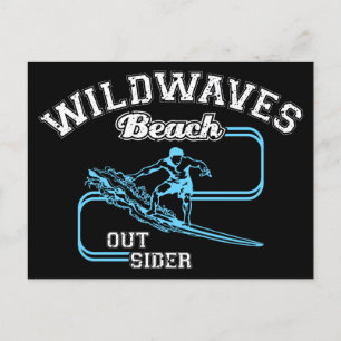 Vintage Wild Waves Beach Outsiders Surf  Holiday Postcard