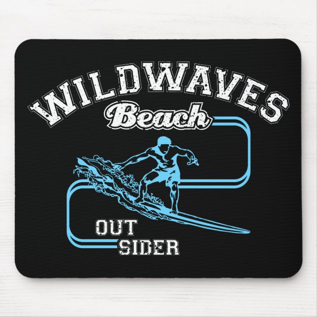 Vintage Wild Waves Beach Outsiders Surf Mouse Pad (Front)
