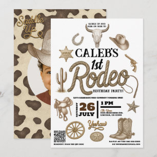 Vintage Wild West 1st Rodeo Western Birthday Party Invitation