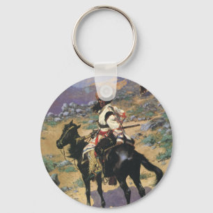 Vintage Wild West, An Indian Trapper by Remington Key Ring