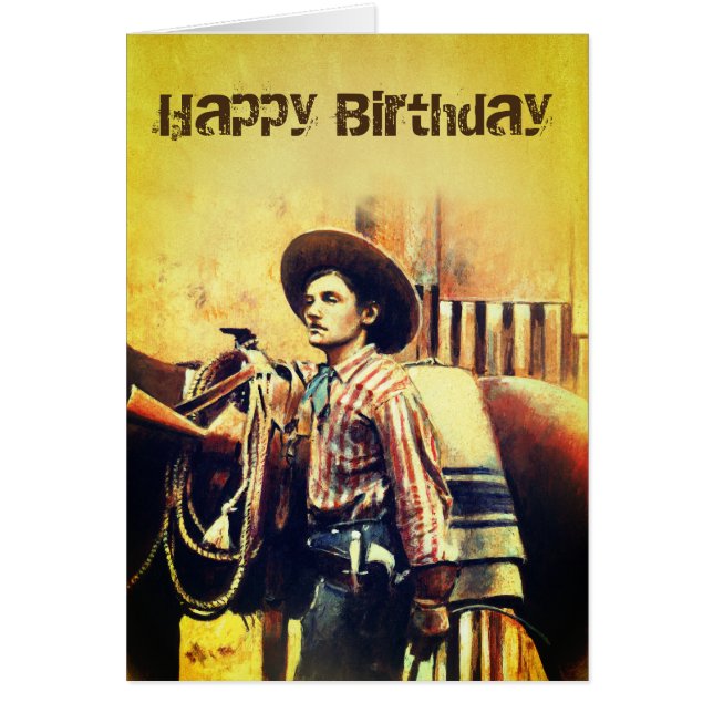 Vintage Wild West Birthday Card (Front)