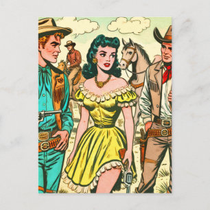 Vintage Wild West Country Comics Postcard