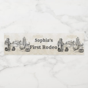 Vintage Wild West Cowboy Birthday Party Water Bottle Label