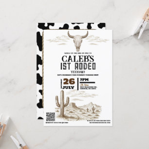 Vintage Wild West Western 1st Rodeo Birthday Party Invitation