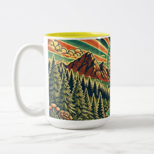 Vintage Wilderness Adventure Nature Landscape Two-Tone Coffee Mug
