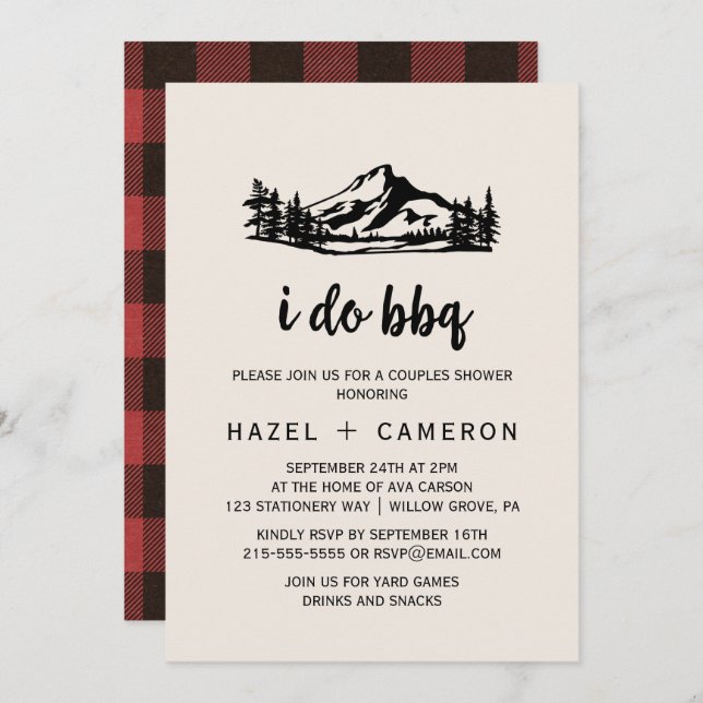 Vintage Wilderness | Buffalo Plaid I Do BBQ Invitation (Front/Back)