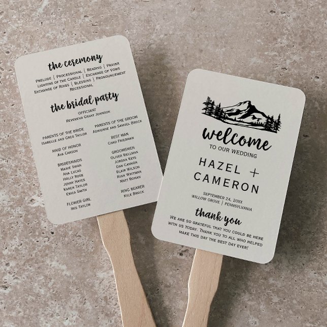 Vintage Wilderness Wedding Program Hand Fan (Creator Uploaded)