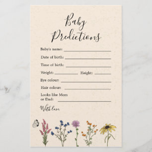 Vintage Wildflower Baby Shower Baby Predictions