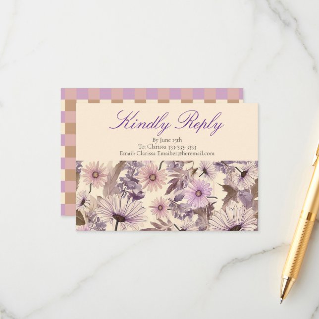 Vintage Wildflower Baby Shower Enclosure Card (Front/Back In Situ)