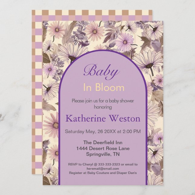 Vintage Wildflower Baby Shower Invitation (Front/Back)
