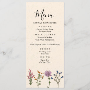 Vintage Wildflower Baby Shower Menu