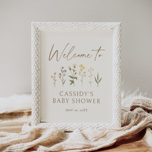 Vintage Wildflower Baby Shower Welcome Sign