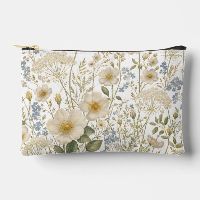 Vintage Wildflower Botanical Pattern Accessory Pouch (Front)