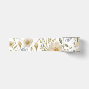 Vintage Wildflower Botanical Pattern Grosgrain Ribbon