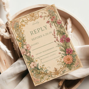 Vintage Wildflower Botanical RSVP Card