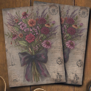 Vintage Wildflower Bouquet Ephemera Decoupage Tissue Paper