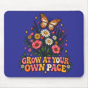 Vintage Wildflower Butterfly Grow At Your Own Pace Mouse Pad