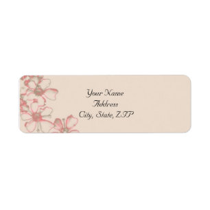 Vintage Wildflower Coral and Cream Return Address Label