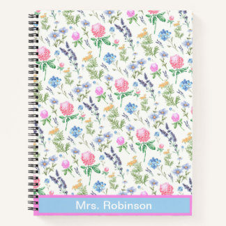 Vintage Wildflower Custom Name Pretty Floral Notebook