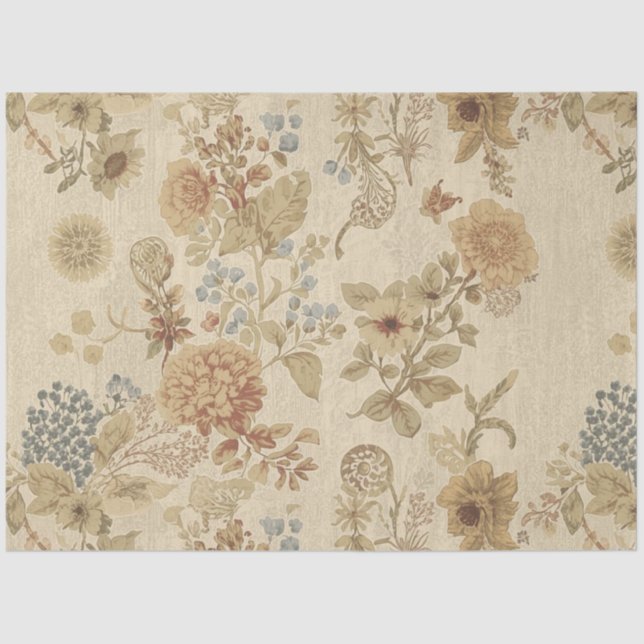 Vintage Wildflower Decoupage Tissue Paper (Front)
