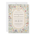 Vintage Wildflower Fern Beige Wedding Monogram