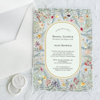 Vintage Wildflower Fern Mint Green Bridal Shower