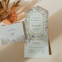 Vintage Wildflower Fern Mint Green Wedding