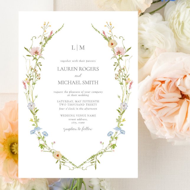 Vintage Wildflower Garden Monogram Wedding Invitation (Wedding Invitation!)