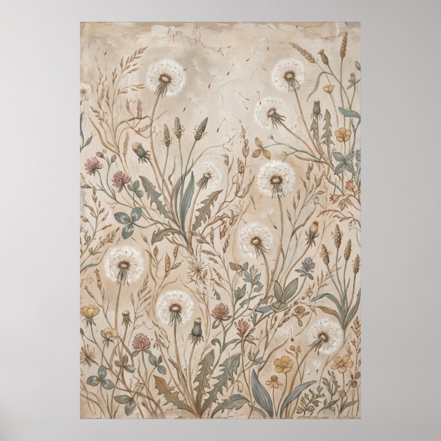 Vintage Wildflower Meadow Poster (Front)