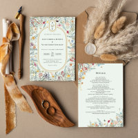 Vintage Wildflower Mint Green Monogram Details and
