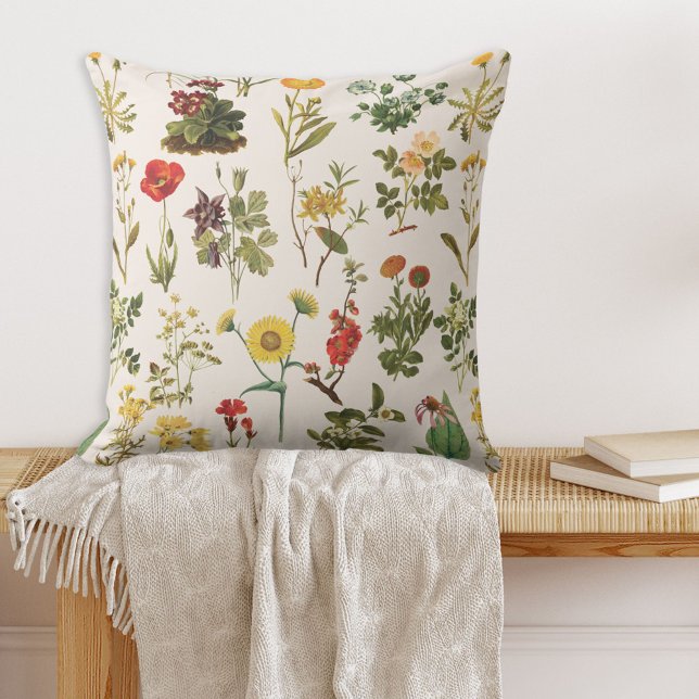 Vintage Wildflower Pattern Cushion (In situ)