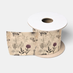 Vintage Wildflower Pattern Satin Ribbon
