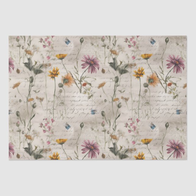Vintage Wildflower Pattern  Tissue Paper (Front)