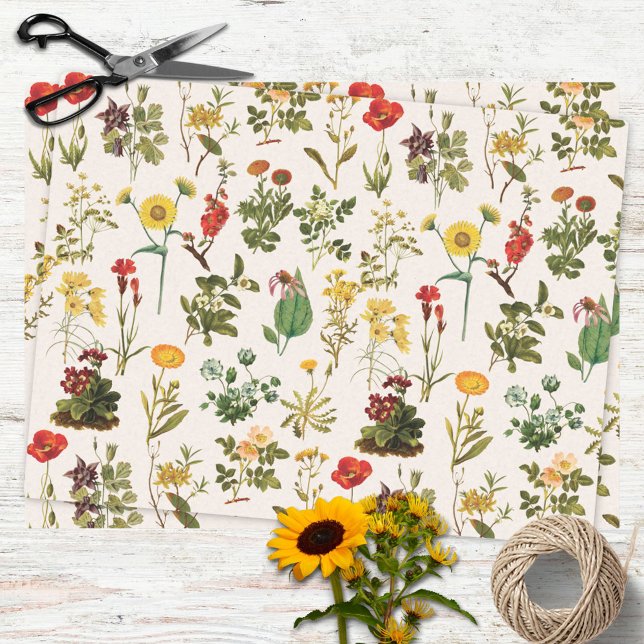 Vintage Wildflower Pattern Tissue Paper (In situ)