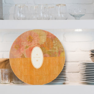 Vintage Wildflower Pink Poppy Monogram Cutting Board