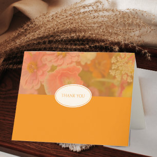 Vintage Wildflower Pink Poppy Wedding Blank Thank You Card