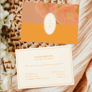 Vintage Wildflower Pink Poppy Wedding RSVP Card