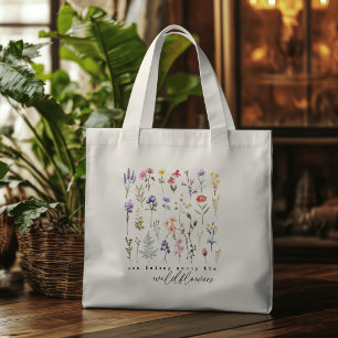 Vintage Wildflower Quote Tote Bag