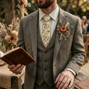 Vintage Wildflower Rustic Vine Pattern Tie