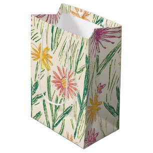 Vintage Wildflower Sketch (10) Medium Gift Bag