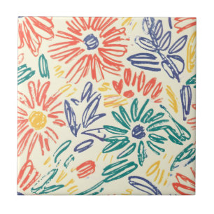Vintage Wildflower Sketch (11) Ceramic Tile