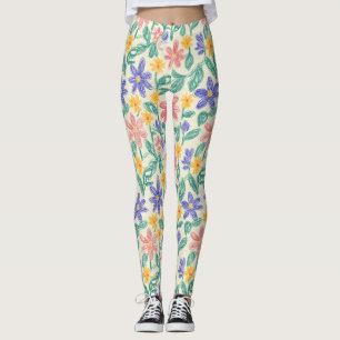 Vintage Wildflower Sketch (1) Leggings