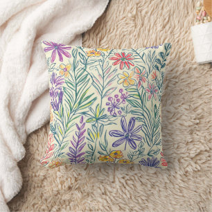 Vintage Wildflower Sketch (2) Cushion