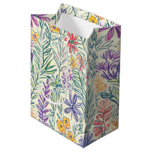 Vintage Wildflower Sketch (2) Medium Gift Bag