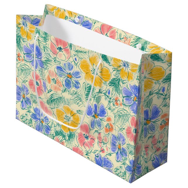 Vintage Wildflower Sketch (3) Large Gift Bag (Front Angled)