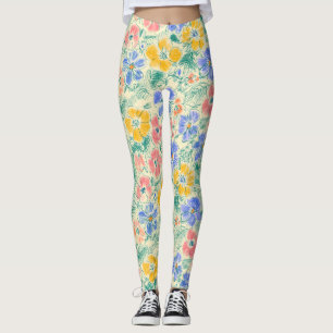 Vintage Wildflower Sketch (3) Leggings
